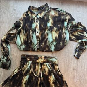 Tie-Dye Button-Up Top and Short Set